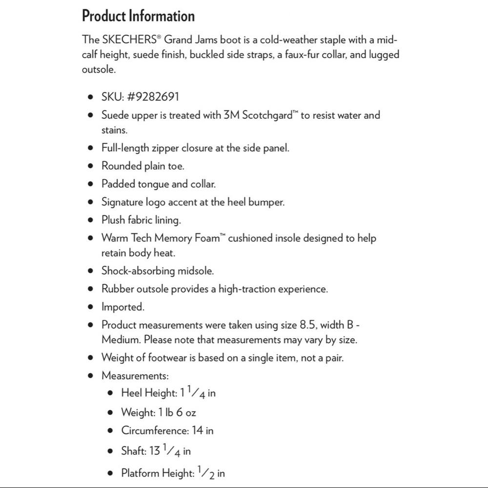 NIB Skechers Grand Jams Snowdrop Mid Calf Winter Boots Chestnut Suede - Picture 9 of 12